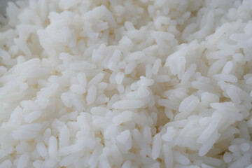 cooked rice in a bowl on table, close up,