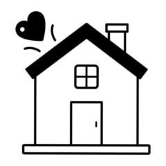 Valentines Day Home Concept, House building with Pink Heart Sign Vector Icon Design, Holidays Season Gift Symbol, fascination and glamour Sign, Cottage with Love Stock illustration