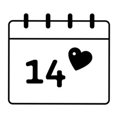 Valentines Day Calendar Sign concept, 14th February Vector Icon Design, Love and romance symbol, Valentines Day Sign, fascination and glamour stock illustration