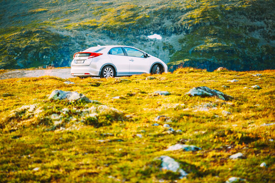 Honda Civic car on Norway nature landscape