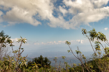 view from the top of the mountain with beautiful sky