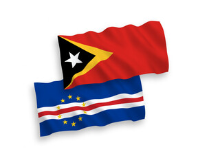 Flags of Republic of Cabo Verde and East Timor on a white background