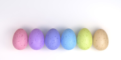 Background of colored painted Easter eggs Pastel colors. 3d rendering