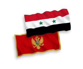 Flags of Montenegro and Syria on a white background
