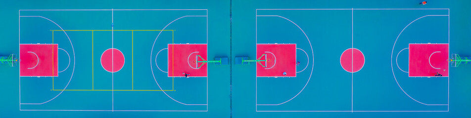 two basketball courts from top view