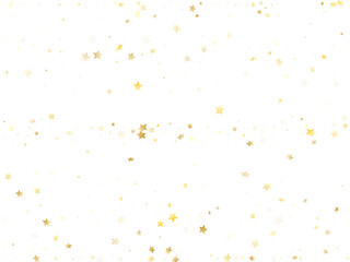 Flying gold star sparkle vector with white background.