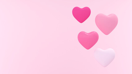 Obraz na płótnie Canvas Heart shape on a pink background,valentine day,3D rendering