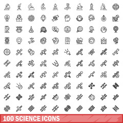Fototapeta premium 100 science icons set, outline style