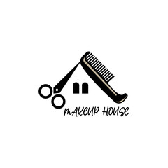 beauty house logo illustration comb design vector template