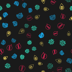 Set line Headphones with speech bubble chat, Bacteria, Location service and Speech snoring on seamless pattern. Vector