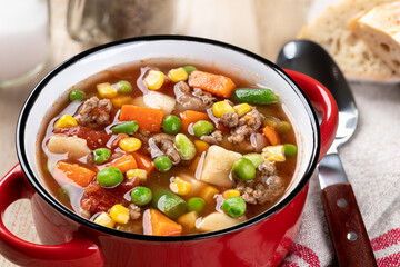 Bowl of vegetable beef soup