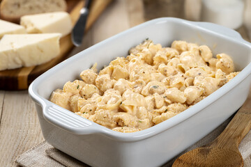 Macaroni and cheese in a casserole dish
