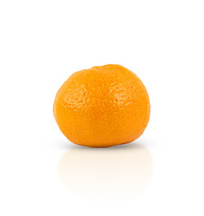One tangerine is isolated on a white background