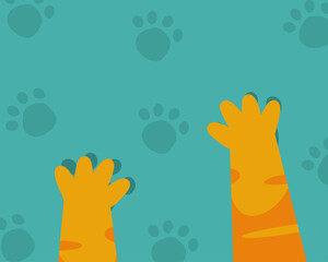 paw pattern background: Many dogs or cats paw print. Cartoon vector style for your design.