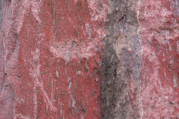Indian red color landscape stones. Decorative effect. Selective focus. Copy space. 