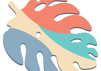 Monstera leaves in modern paper cut style. Multi-colored parts. Can be used for advertising and promotion. Vector