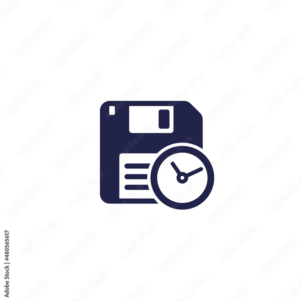 Poster backup time icon with a floppy disk