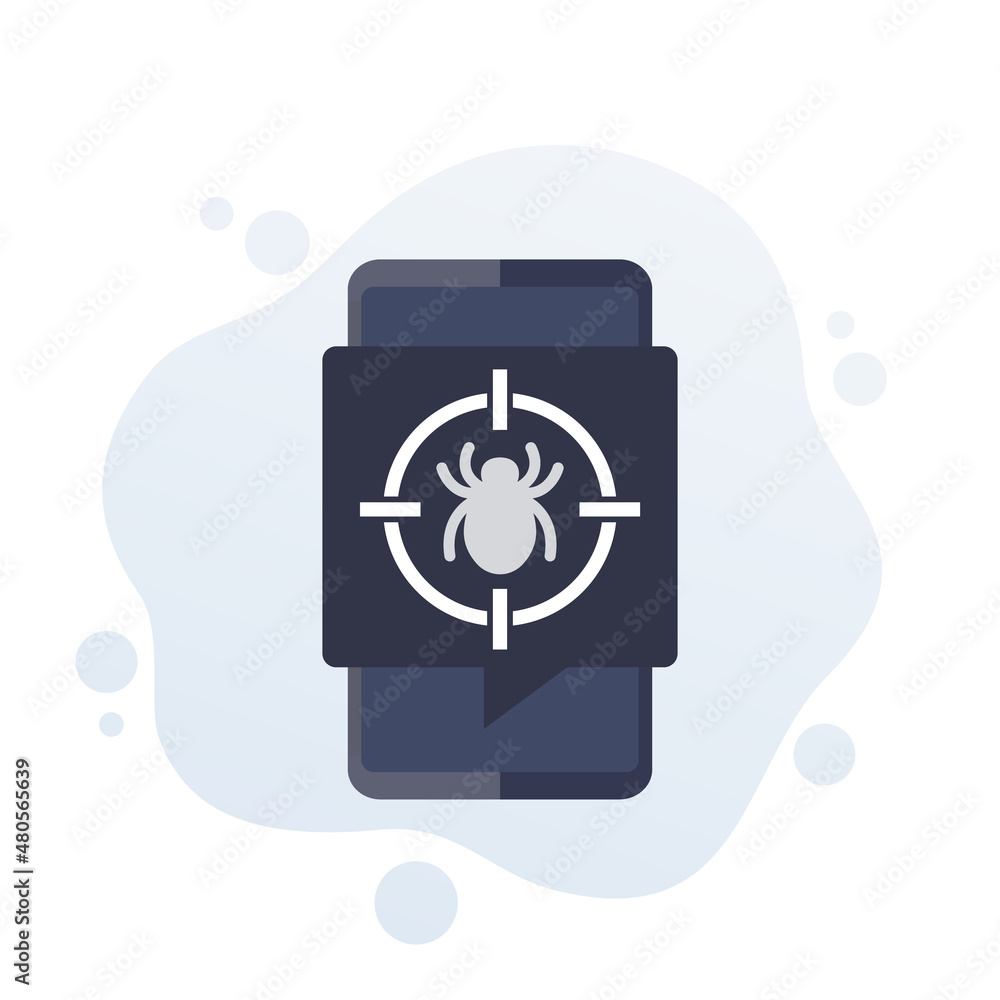 Poster debugging icon with a smart phone