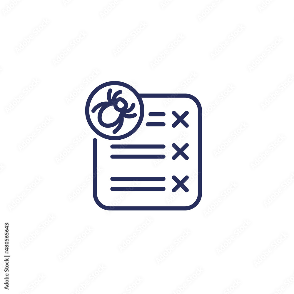 Poster debugging line icon on white