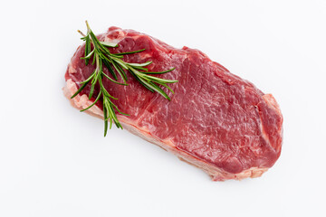 Fototapeta na wymiar Fresh raw steaks on white background.
