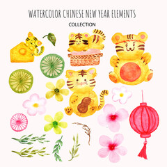 hand drawn set of chinese new year element