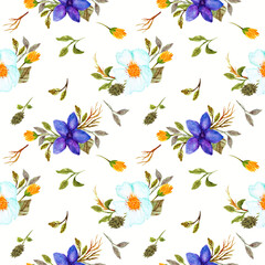 hand drawn seamless pattern with flowers