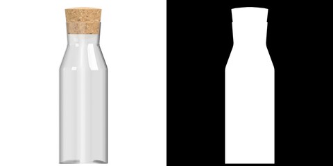 3D rendering illustration of a glass caraffe with a cork top