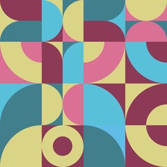 Trendy bauhaus pattern background. Abstract geometric bauhaus background for web banner, business presentation, branding package, fabric print, wallpaper, etc.