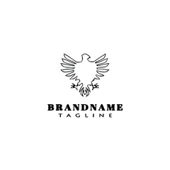 Fototapeta premium eagle symbol logo cartoon icon design template black isolated vector illustration