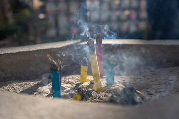台東区　上野恩賜公園の上野大仏　線香