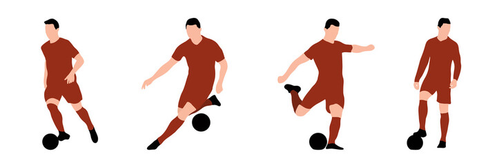 Football player - Bundle of different pose  - Man playing football on a light background - vector illustration