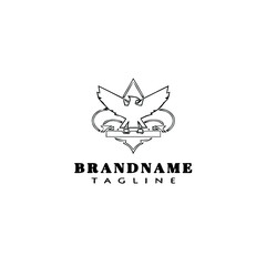 Obraz premium eagle symbol logo cartoon icon design template black isolated vector illustration