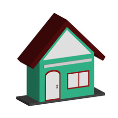 3D vector icon green house, minimalist type house for single people or small family. Best for your decoration property editable images