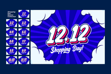 Shopping day banner collection.
Retro style shopping day poster for online store and sale event and promotion purpose