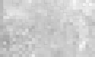 Black and white abstract tiled background. Shifting square tiles. 3D illustration.  
