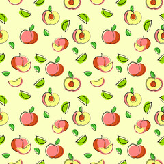 peach pattern, vector, hand drawn
