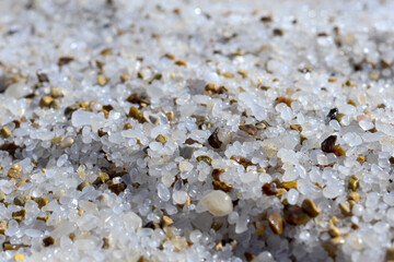 Close up of salt background. Natural salt. Dead Sea salt mineral natural formations. Salt crystals from Dead sea. View of Dead Sea coastline. Texture of Dead sea. Salty seashore rocks