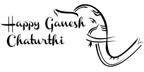 Vector illustration of happy Ganesh Chaturthi with elephant animal shape visualization