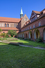 Fototapeta na wymiar Former Cistercian Lehnin Monastery, St Mary’s Gothic Church and cloister courtyard, Brandenburg, Germany
