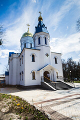 Orthodox church of Saints Transfiguration Cathedral in Kiev (Ukraine). Vertical photo