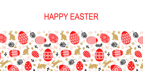 Easter greeting card with eggs and decorative element