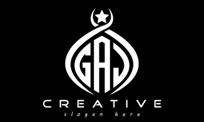 GAJ three letters monogram curved oval initial logo design, geometric minimalist modern business shape creative logo, vector template © gdJubaer