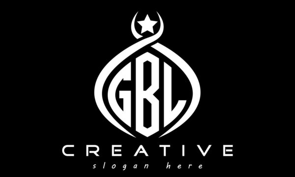 GBL three letters monogram curved oval initial logo design, geometric minimalist modern business shape creative logo, vector template