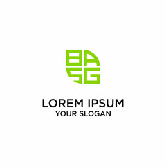 Obraz premium logo design with leaf-shaped BSAG font theme