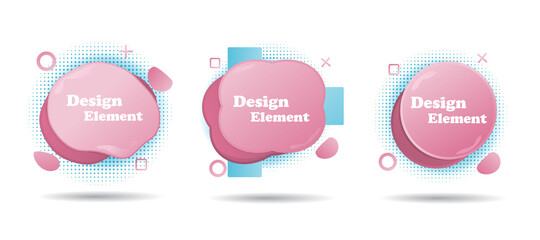 Set of vector abstract modern graphic elements. Gradient abstract banners with flowing liquid shapes. Template for the design of a logo