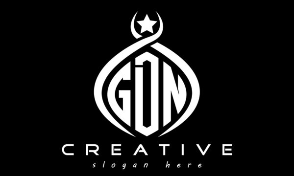 GDN three letters monogram curved oval initial logo design, geometric minimalist modern business shape creative logo, vector template