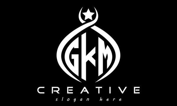 GKM three letters monogram curved oval initial logo design, geometric minimalist modern business shape creative logo, vector template