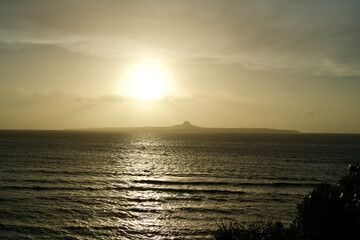 Sunset on the sea in Okinawa.
