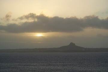 The sunset view with Ie island in Okinawa.