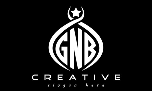 GNB three letters monogram curved oval initial logo design, geometric minimalist modern business shape creative logo, vector template